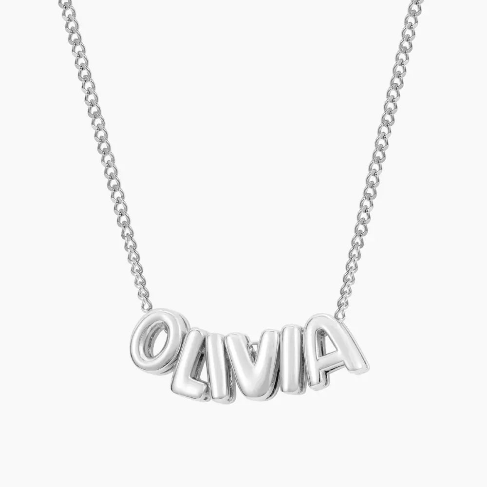 Bubble Name Necklace Dorado Fashion
