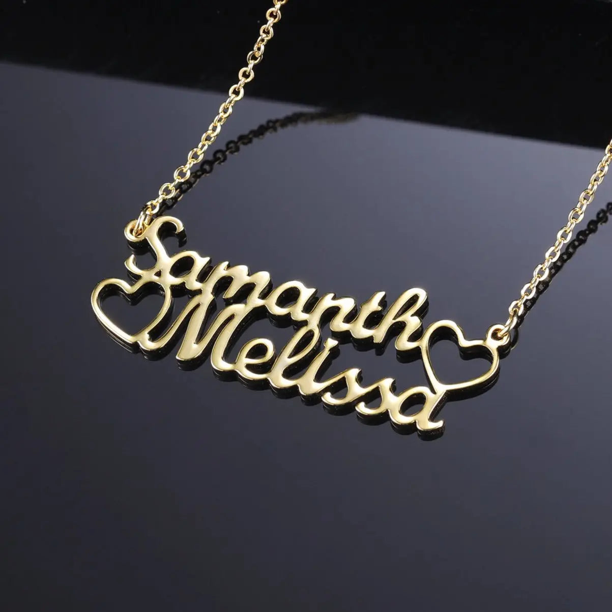 Double Name Necklace Dorado Fashion