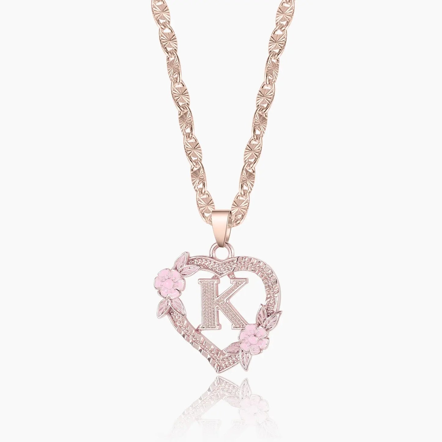 Flower Initial Necklace w/ Clip Chain Dorado Fashion