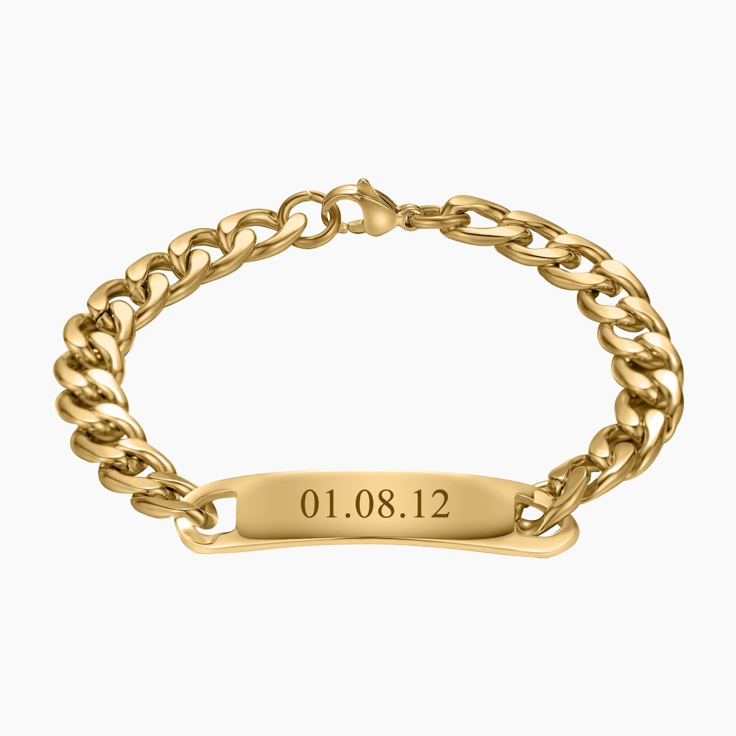 Engraved Bar Cuban Link Bracelet