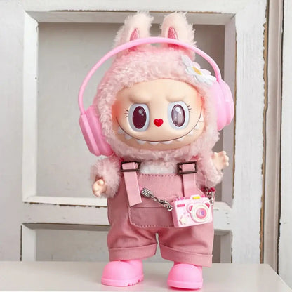 15/17Cm For Labubu Clothes Dolls Sitting Party 1St 2Nd 3Rd Headphones Overalls Shoes Set Apparel Accessories Lovely Outfit Gifts