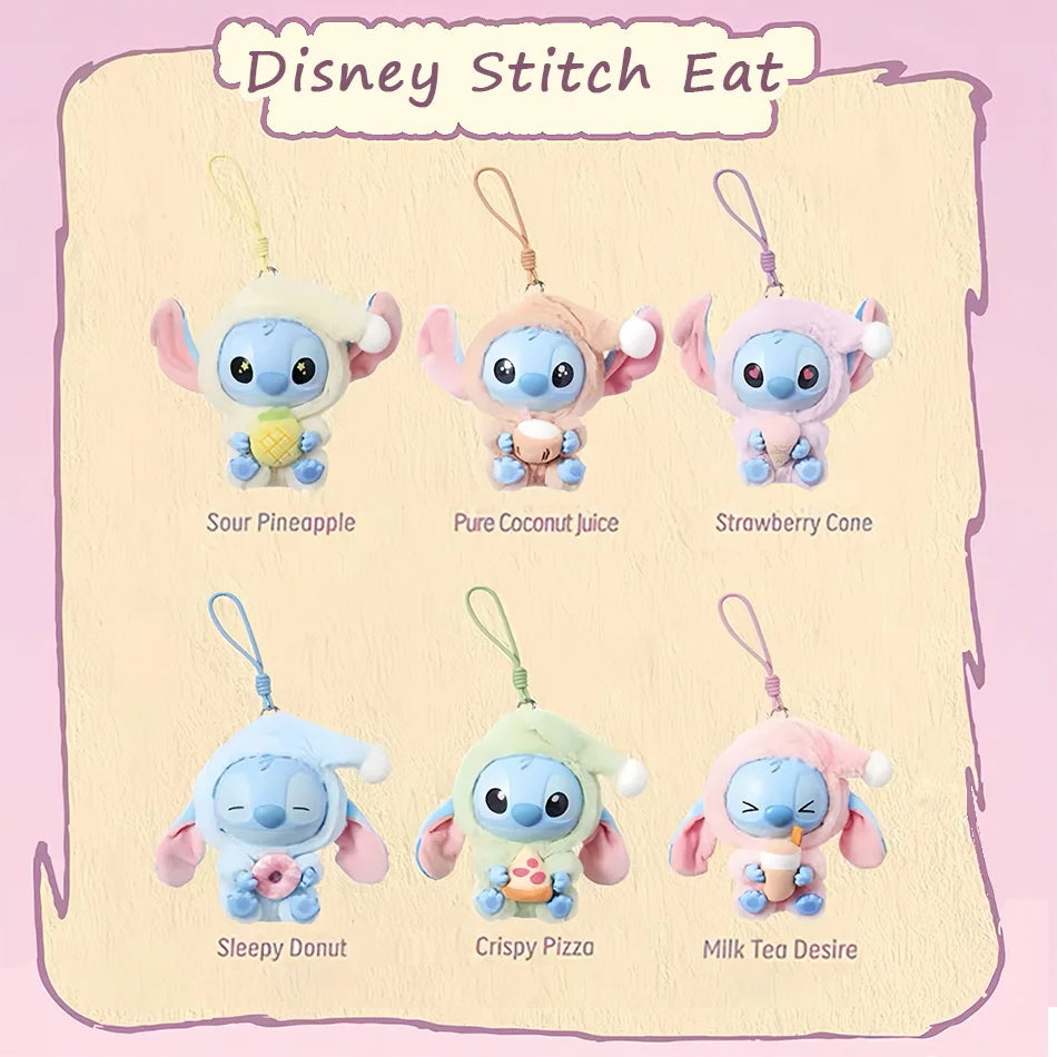 Stitch Eat Something Before Sleep Series Blind Box Plush Vinyl Toys Cute Doll Replica Mystery Box Bag Pendant Decor Gift
