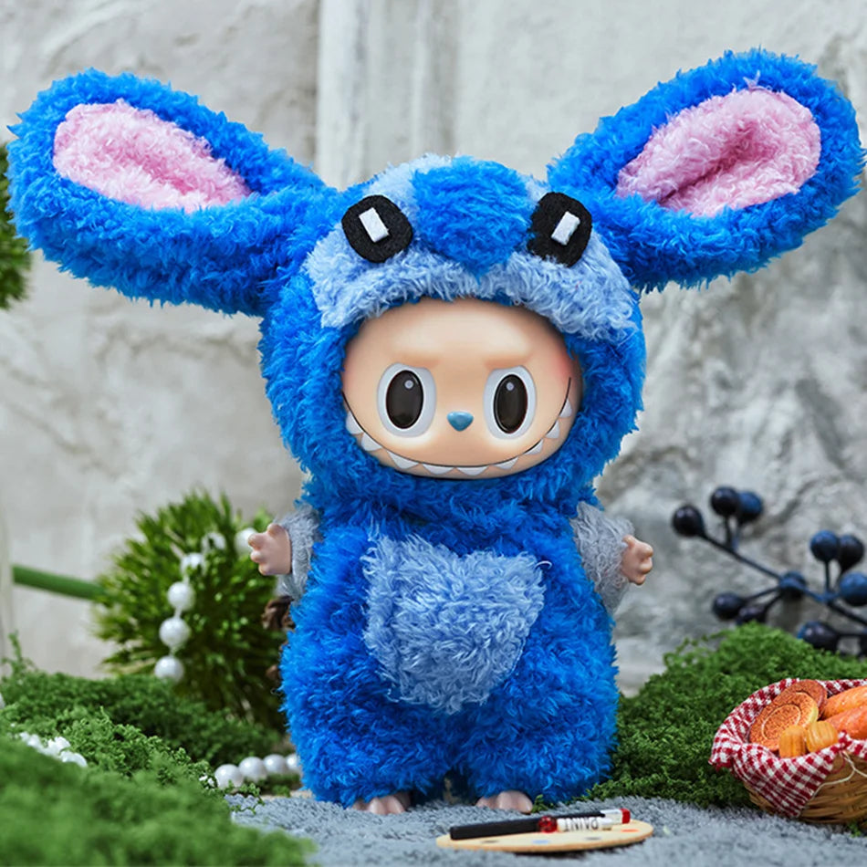 15-17 cm Labubu Doll Stitch Cute Set Accessories Hanging Accessories LabubuV1 V2 V3 Birthday Children's Toy Gift