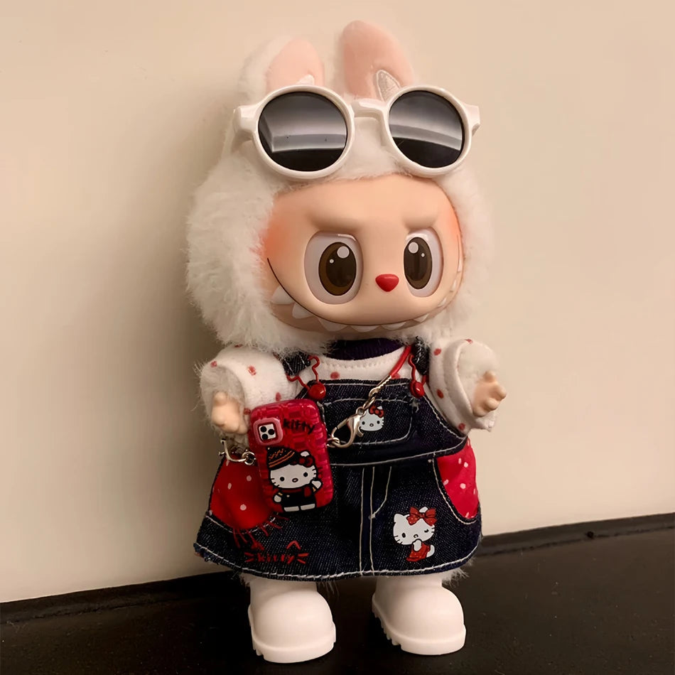 2025 New For Labubu Clothes Trendy Strap Skirt 15/17cm Doll Cross-dressing Game Vinyl Doll Labubu Accessories Decora Girl Gift