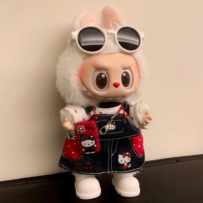 2025 New For Labubu Clothes Trendy Strap Skirt 15/17cm Doll Cross-dressing Game Vinyl Doll Labubu Accessories Decora Girl Gift