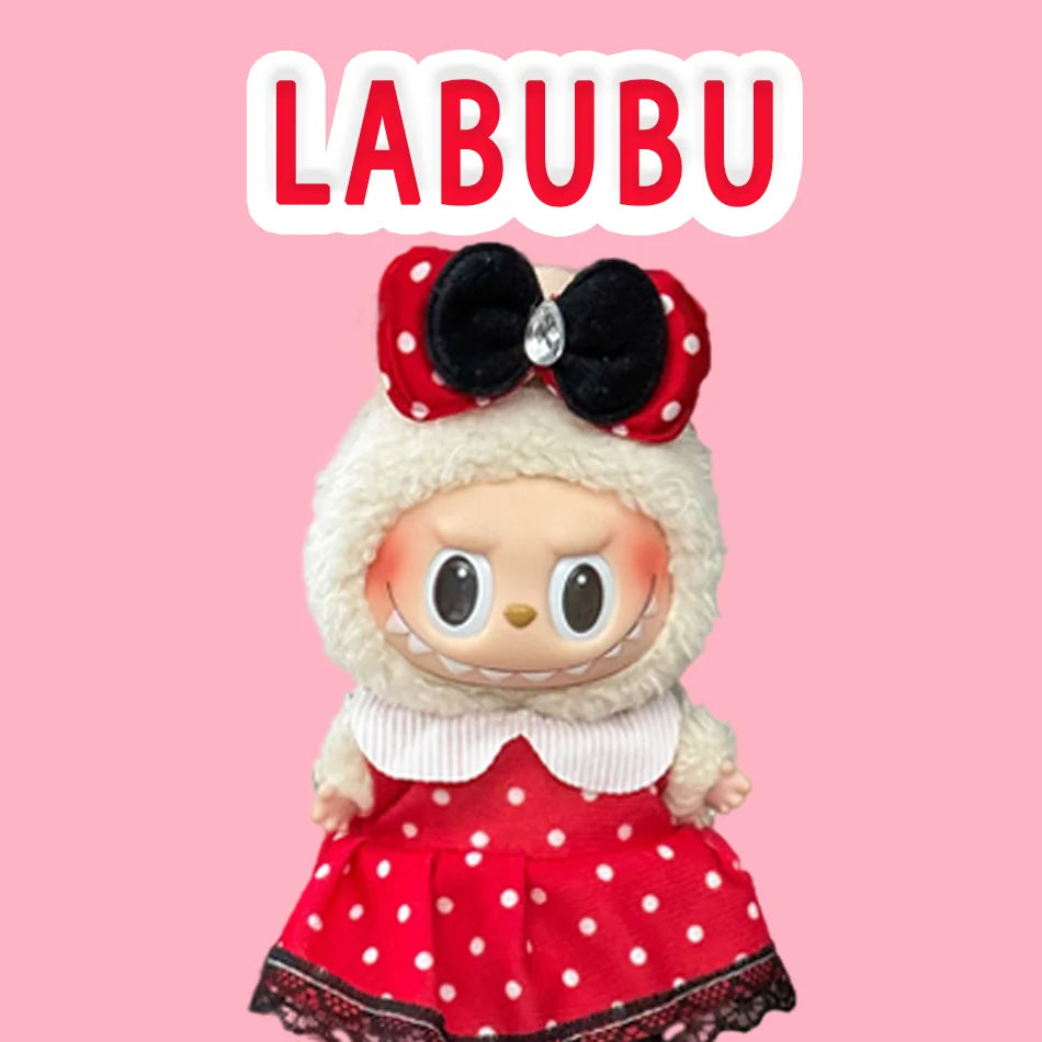 15-17 cm Labubu Doll Stitch Cute Set Accessories Hanging Accessories LabubuV1 V2 V3 Birthday Children's Toy Gift