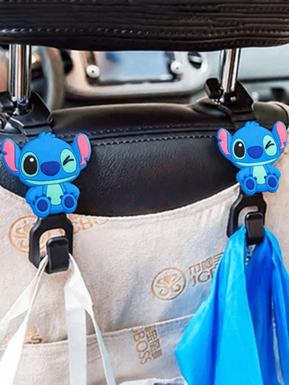 2pcs/set Stitch Anime Car Hook Cartoon Stitch Figure Hook Car Accessories Seat Hooks Kawaii Shelving Convenience Hooks