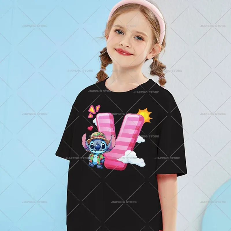 Cartoon Stitch Patches for Clothes Heat Transfer Patch On Clothing Stickers DIY T-Shirt Hoodies Accessory A-Z 26 English Letters