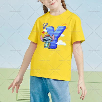 Cartoon Stitch Patches for Clothes Heat Transfer Patch On Clothing Stickers DIY T-Shirt Hoodies Accessory A-Z 26 English Letters