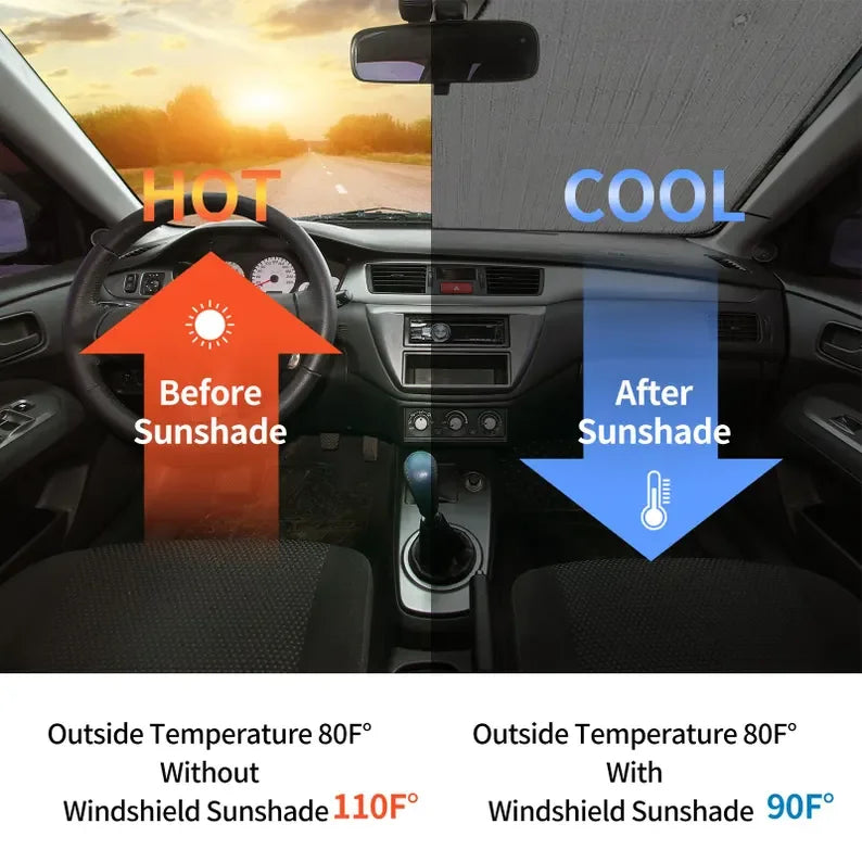 Funny drive-Sti-Ttch  Car Sunshade Curtains Windshield Anti-UV Protection Front Sun Shade Cooling Protector