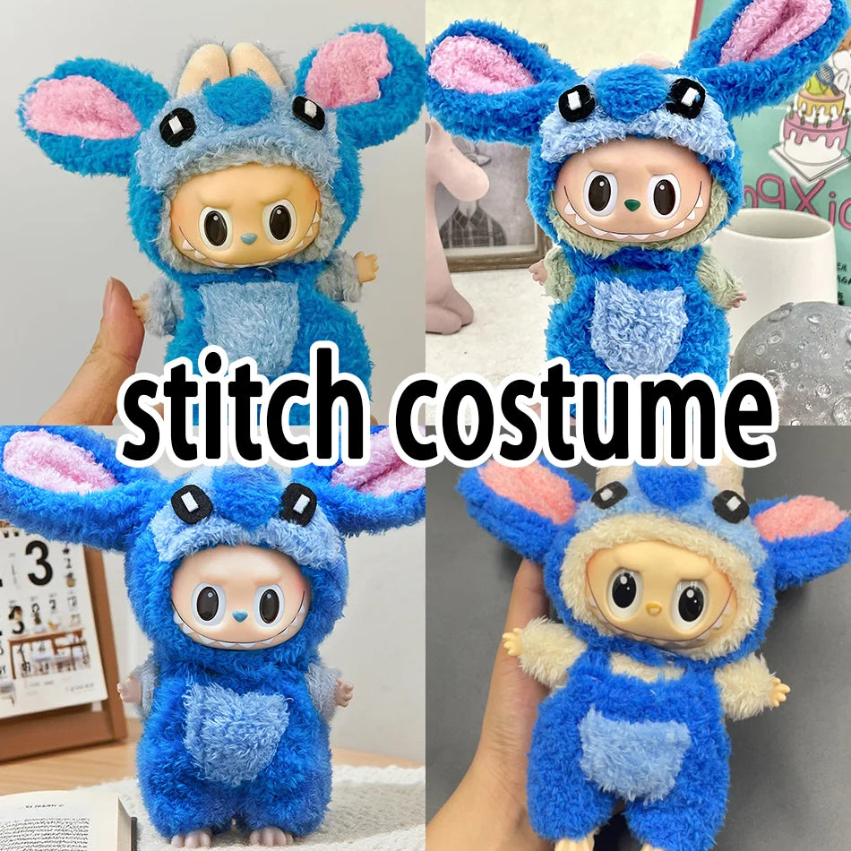 15-17 cm Labubu Doll Stitch Cute Set Accessories Hanging Accessories LabubuV1 V2 V3 Birthday Children's Toy Gift