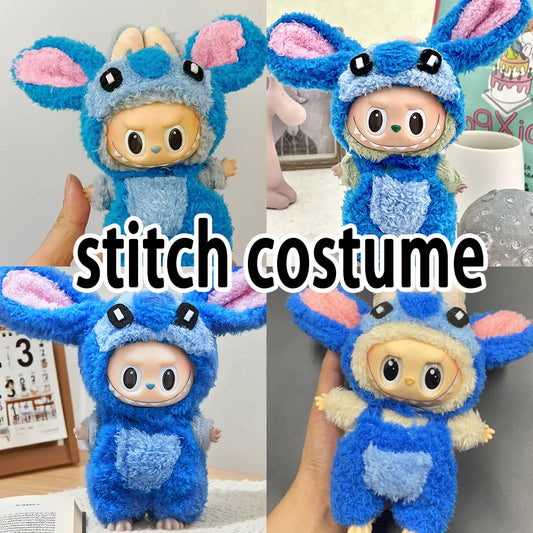 15-17 cm Labubu Doll Stitch Cute Set Accessories Hanging Accessories LabubuV1 V2 V3 Birthday Children's Toy Gift