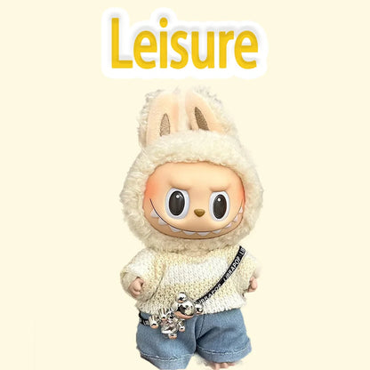 15-17 cm Labubu Doll Stitch Cute Set Accessories Hanging Accessories LabubuV1 V2 V3 Birthday Children's Toy Gift