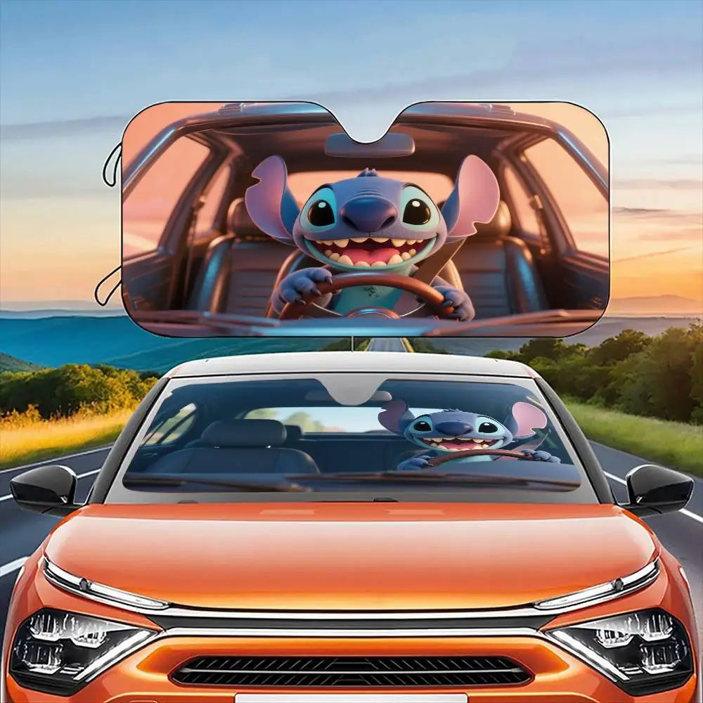 Funny drive-Sti-Ttch  Car Sunshade Curtains Windshield Anti-UV Protection Front Sun Shade Cooling Protector