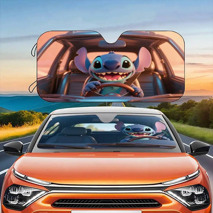 Funny drive-Sti-Ttch  Car Sunshade Curtains Windshield Anti-UV Protection Front Sun Shade Cooling Protector