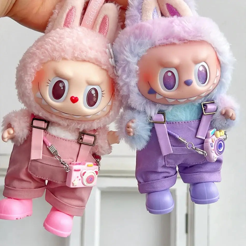 15/17Cm For Labubu Clothes Dolls Sitting Party 1St 2Nd 3Rd Headphones Overalls Shoes Set Apparel Accessories Lovely Outfit Gifts