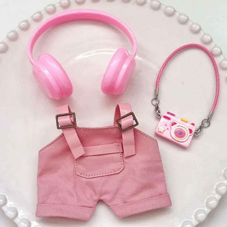 15/17Cm For Labubu Clothes Dolls Sitting Party 1St 2Nd 3Rd Headphones Overalls Shoes Set Apparel Accessories Lovely Outfit Gifts