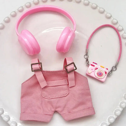 15/17Cm For Labubu Clothes Dolls Sitting Party 1St 2Nd 3Rd Headphones Overalls Shoes Set Apparel Accessories Lovely Outfit Gifts