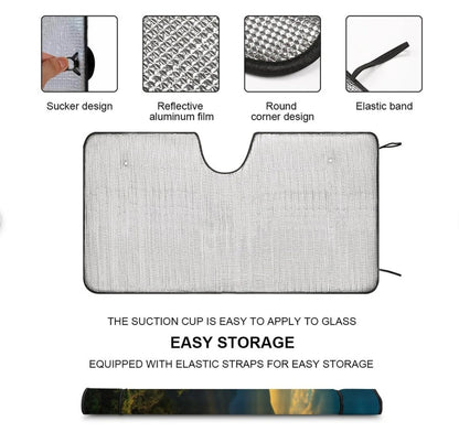 Funny drive-Sti-Ttch  Car Sunshade Curtains Windshield Anti-UV Protection Front Sun Shade Cooling Protector