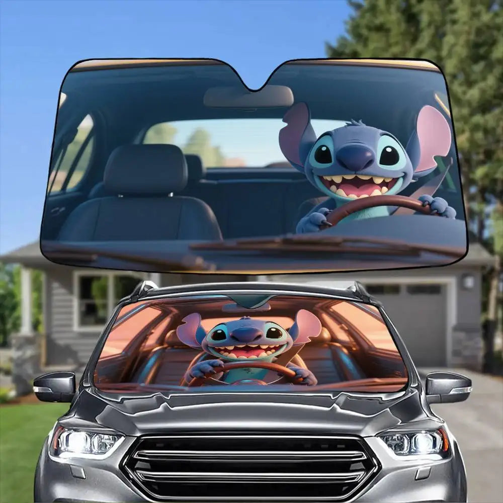 Funny drive-Sti-Ttch  Car Sunshade Curtains Windshield Anti-UV Protection Front Sun Shade Cooling Protector