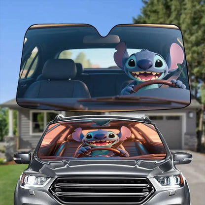 Funny drive-Sti-Ttch  Car Sunshade Curtains Windshield Anti-UV Protection Front Sun Shade Cooling Protector