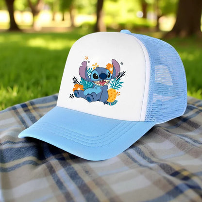 Stitch Baseball Cap For Boys And Girl, Adjustable Protection Unisex Casual Hip-Hop Print Mesh Sun Hat, Classic Cotton Peaked Hat