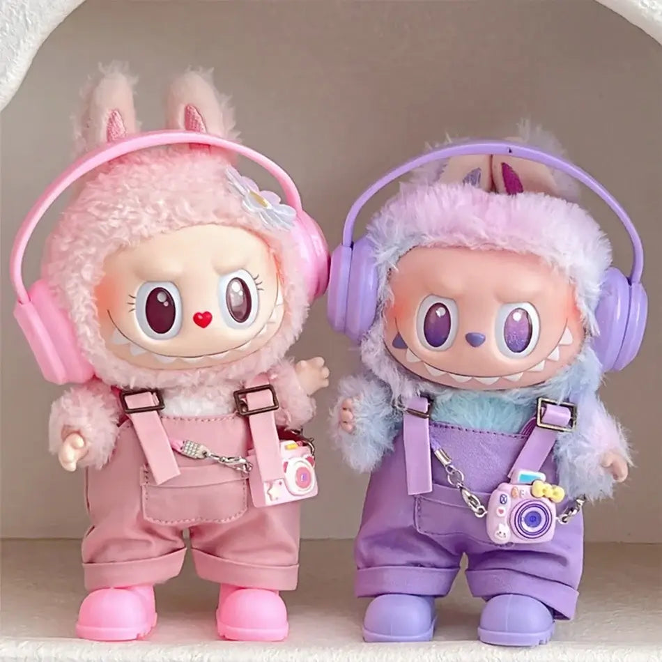 15/17Cm For Labubu Clothes Dolls Sitting Party 1St 2Nd 3Rd Headphones Overalls Shoes Set Apparel Accessories Lovely Outfit Gifts