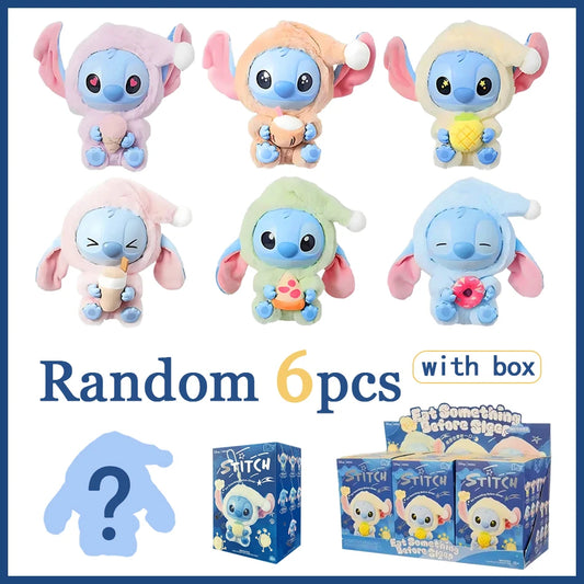 Stitch Eat Something Before Sleep Series Blind Box Plush Vinyl Toys Cute Doll Replica Mystery Box Bag Pendant Decor Gift