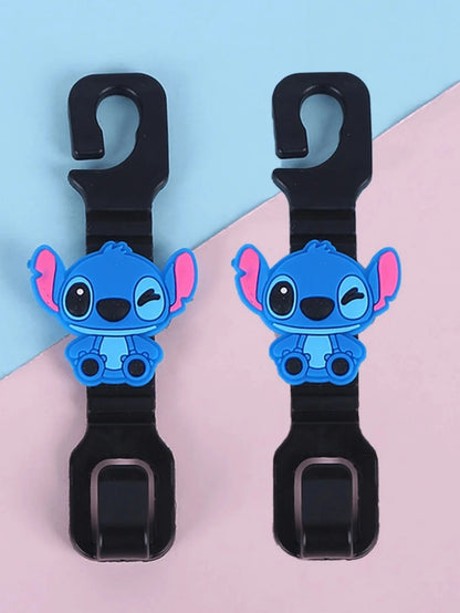 2pcs/set Stitch Anime Car Hook Cartoon Stitch Figure Hook Car Accessories Seat Hooks Kawaii Shelving Convenience Hooks