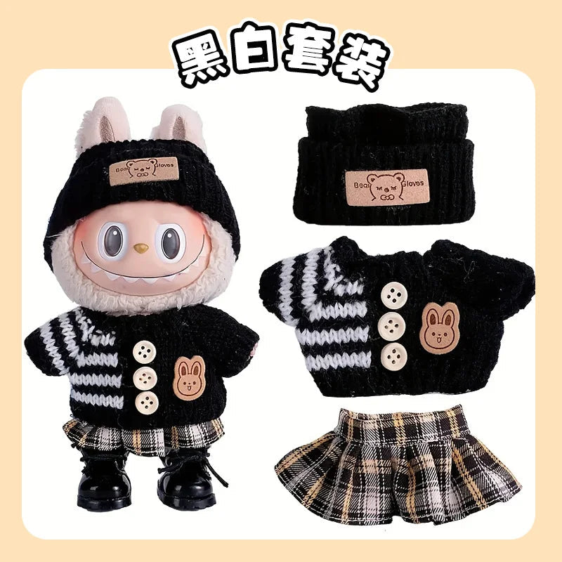 For Labubu accessories Sitting Party Series Classic Dress Grid For Labubu outfit Kid Gift Labubu clothing labubu clothes