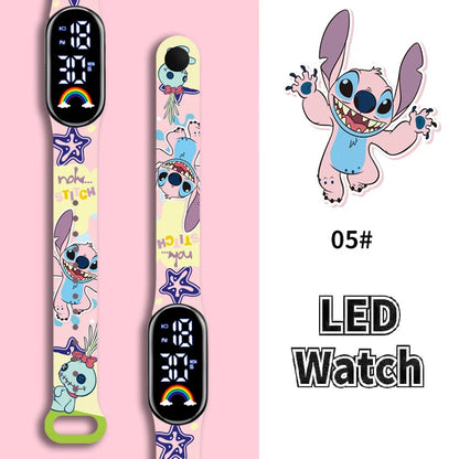Disney Cartoon Stitch Children Watches Girls Fashion Bracelet LED Women Watch Kids Electronic Digital Waterproof Clock