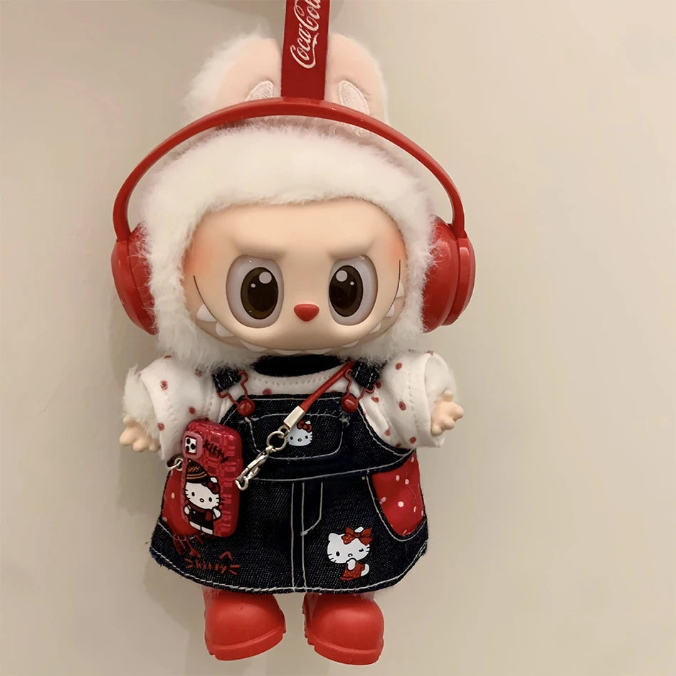 2025 New For Labubu Clothes Trendy Strap Skirt 15/17cm Doll Cross-dressing Game Vinyl Doll Labubu Accessories Decora Girl Gift