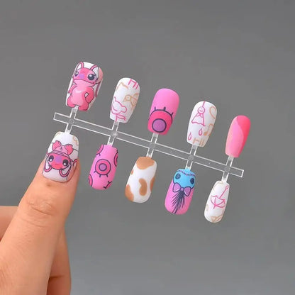 Stitch Fake Nails Cute Stitch Press on Nails Easy To Wear Manicure Kids & Adults Fun Colorful Perfect for Daily & Party Looks