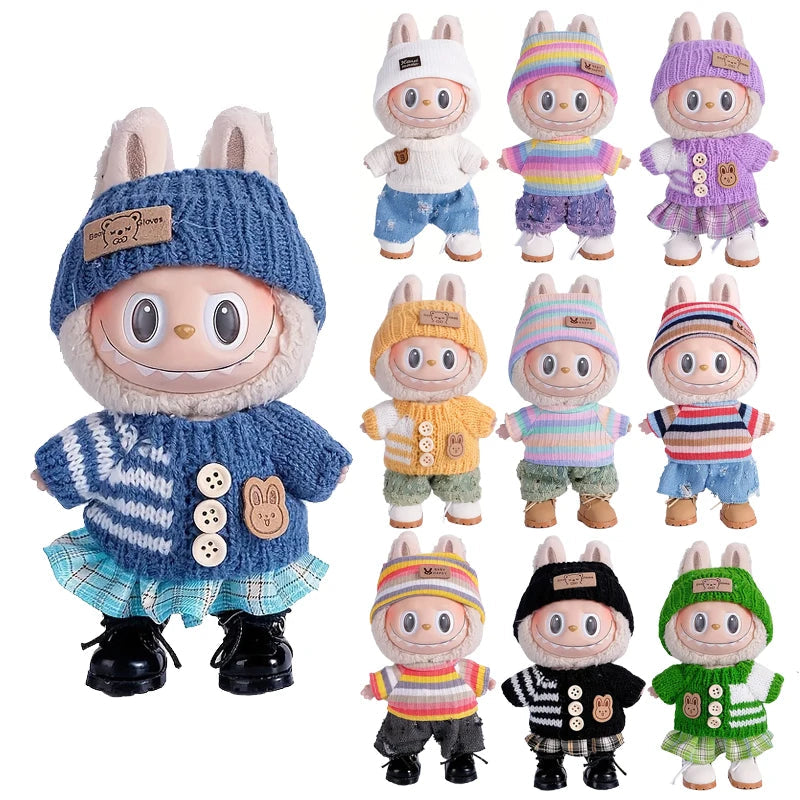 For Labubu accessories Sitting Party Series Classic Dress Grid For Labubu outfit Kid Gift Labubu clothing labubu clothes