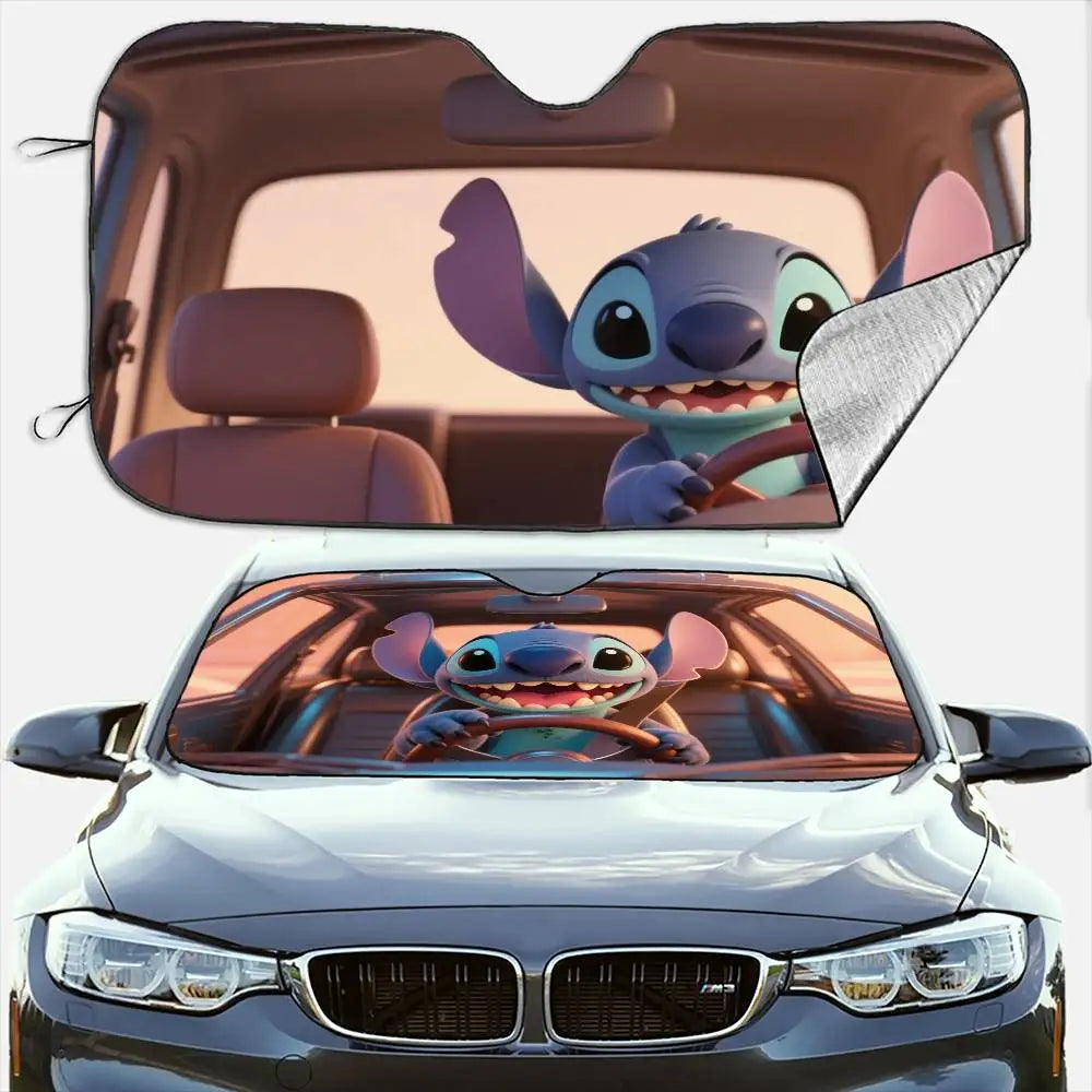 Funny drive-Sti-Ttch  Car Sunshade Curtains Windshield Anti-UV Protection Front Sun Shade Cooling Protector