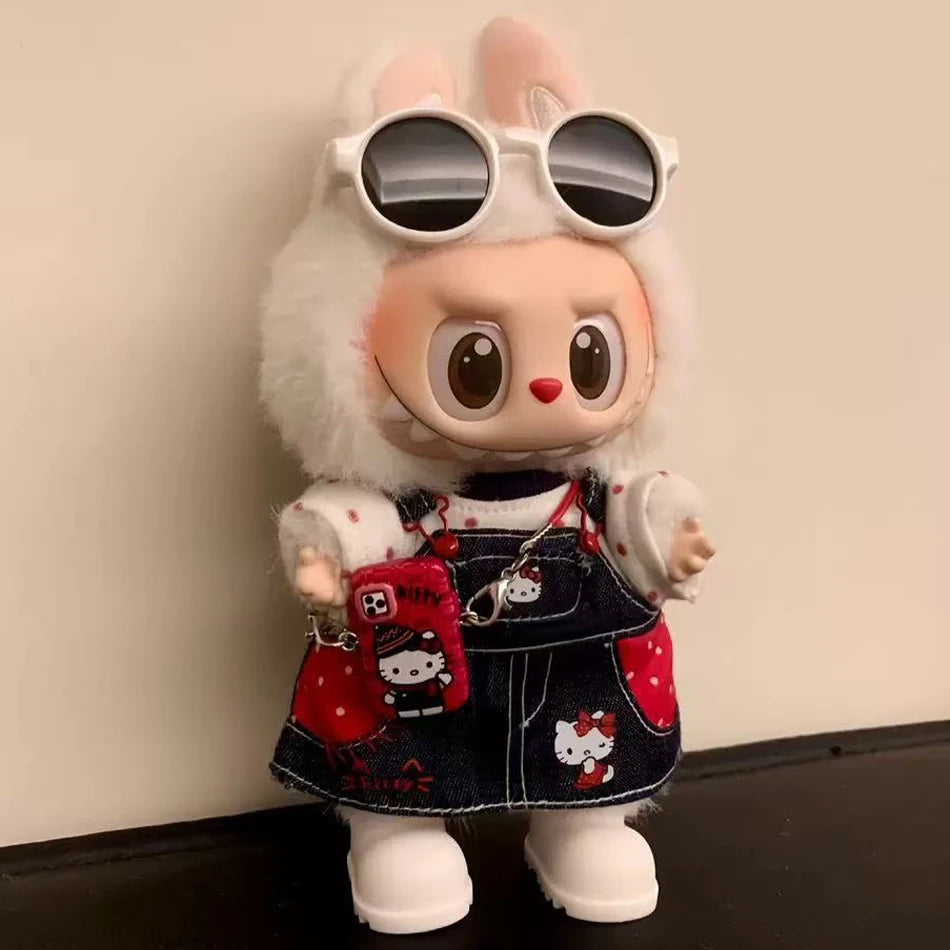 2025 New For Labubu Clothes Trendy Strap Skirt 15/17cm Doll Cross-dressing Game Vinyl Doll Labubu Accessories Decora Girl Gift