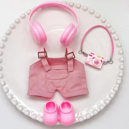 15/17Cm For Labubu Clothes Dolls Sitting Party 1St 2Nd 3Rd Headphones Overalls Shoes Set Apparel Accessories Lovely Outfit Gifts