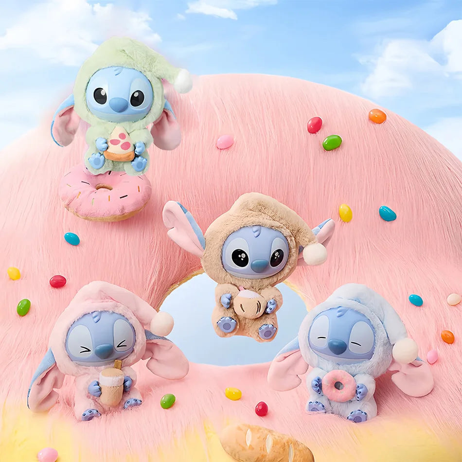 Stitch Eat Something Before Sleep Series Blind Box Plush Vinyl Toys Cute Doll Replica Mystery Box Bag Pendant Decor Gift