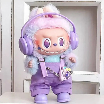 15/17Cm For Labubu Clothes Dolls Sitting Party 1St 2Nd 3Rd Headphones Overalls Shoes Set Apparel Accessories Lovely Outfit Gifts