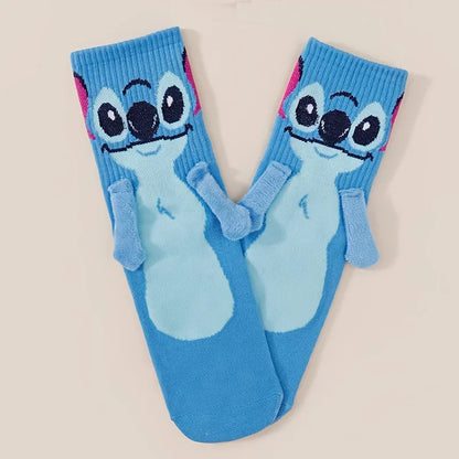 Stitch Magnet Hand In Hand Sock Cartoon Fun Fashion Soft Comfortable Creative Adults children Christmas stocking toy gift