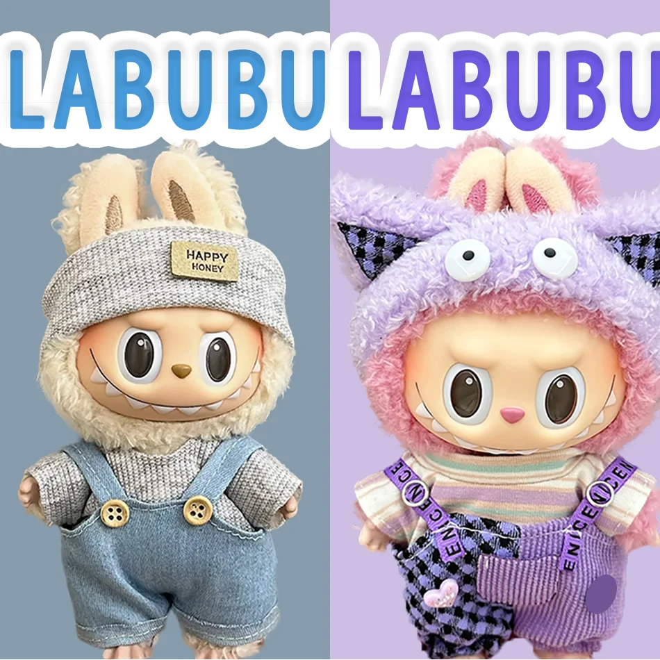 15-17 cm Labubu Doll Stitch Cute Set Accessories Hanging Accessories LabubuV1 V2 V3 Birthday Children's Toy Gift