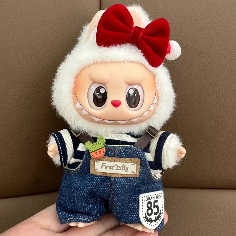 15-17 cm Labubu Doll Stitch Cute Set Accessories Hanging Accessories LabubuV1 V2 V3 Birthday Children's Toy Gift