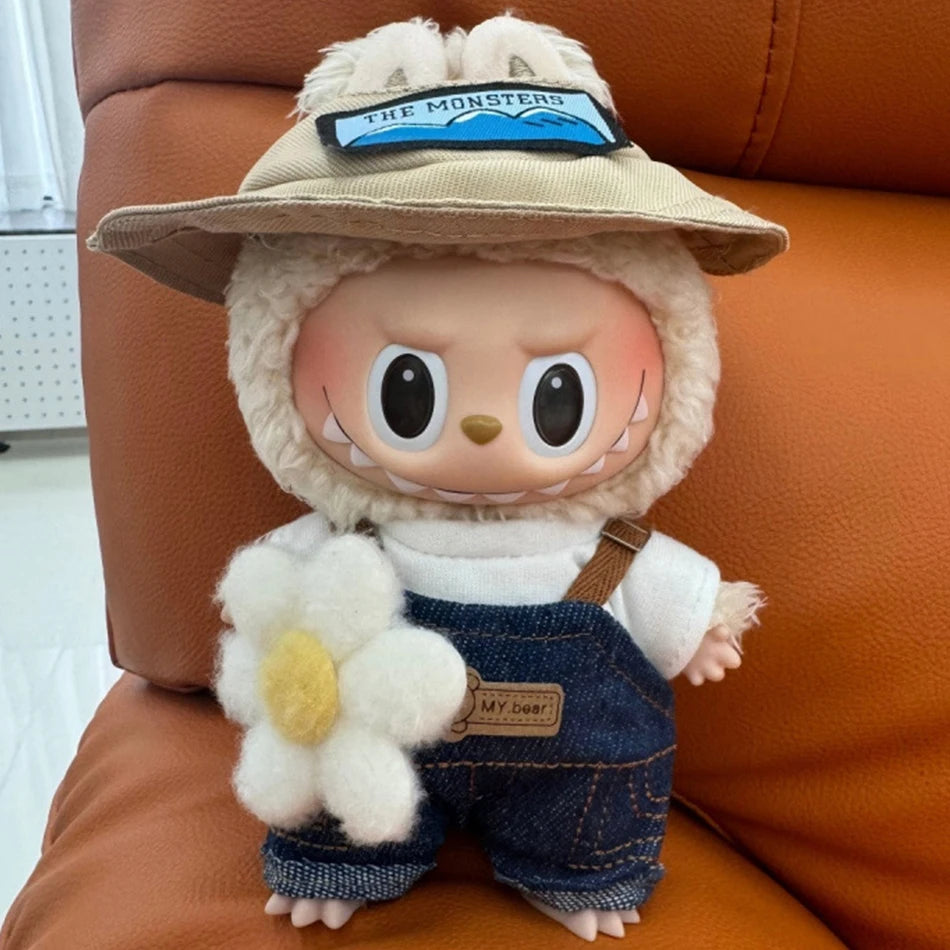 15-17 cm Labubu Doll Stitch Cute Set Accessories Hanging Accessories LabubuV1 V2 V3 Birthday Children's Toy Gift