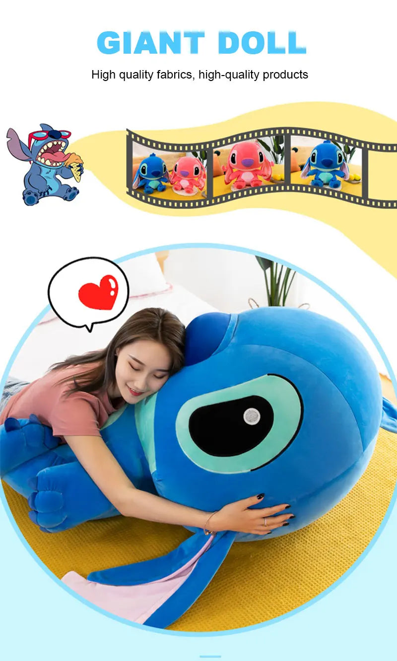 20-60cm Giant Size Lilo & Stitch Couple Models Cartoon Stuffed Plush Anime Plushs Toys Pendant Toy Pillow Kids Birthday Gift