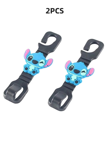 2pcs/set Stitch Anime Car Hook Cartoon Stitch Figure Hook Car Accessories Seat Hooks Kawaii Shelving Convenience Hooks