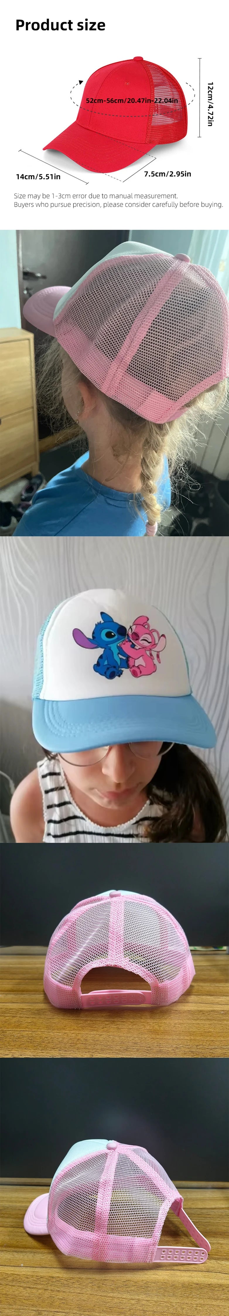 Stitch Baseball Cap For Boys And Girl, Adjustable Protection Unisex Casual Hip-Hop Print Mesh Sun Hat, Classic Cotton Peaked Hat
