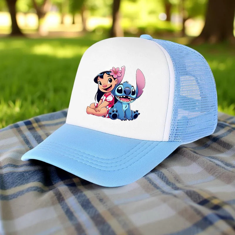 Stitch Baseball Cap For Boys And Girl, Adjustable Protection Unisex Casual Hip-Hop Print Mesh Sun Hat, Classic Cotton Peaked Hat