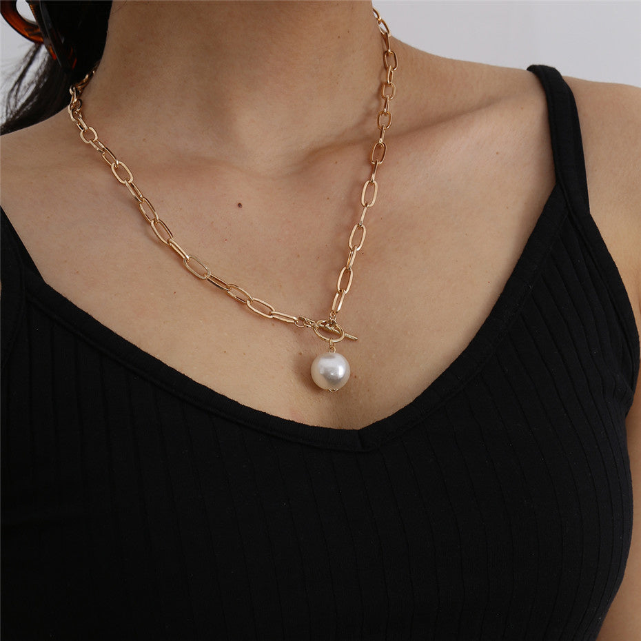 Women's Baroque Pearl Coin Pendant