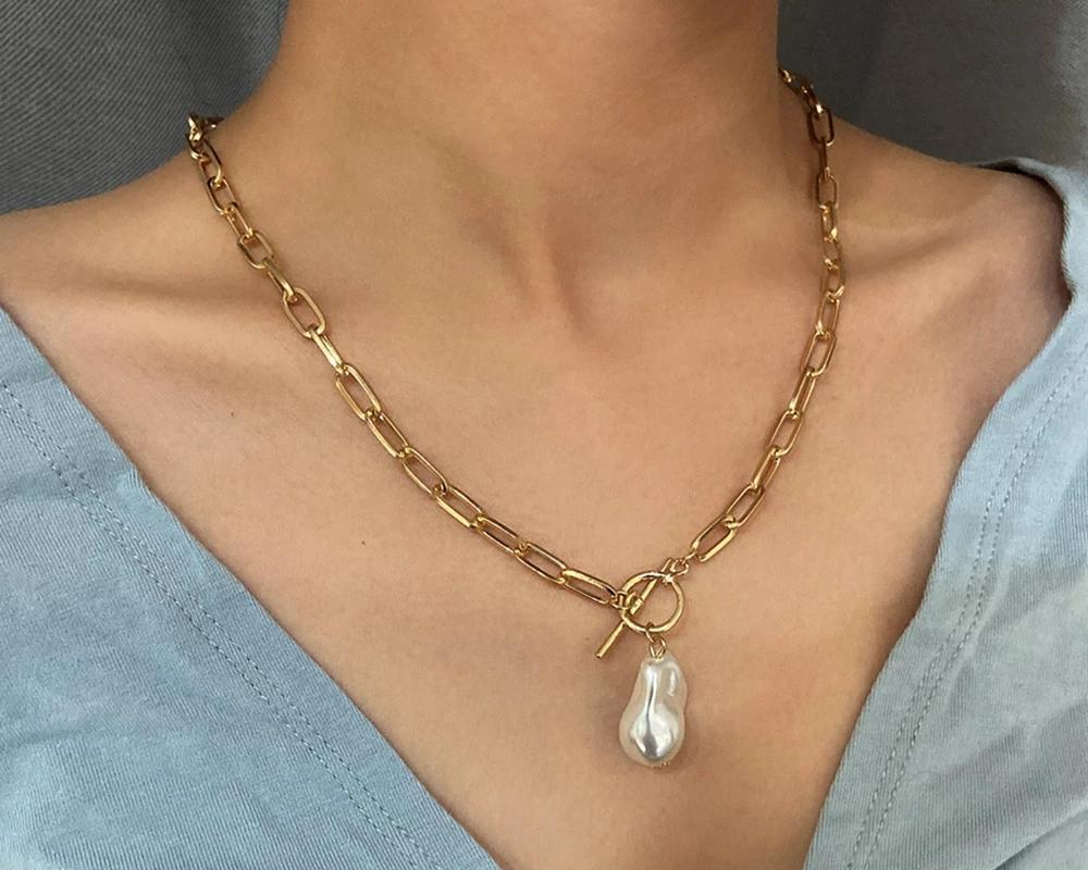 Women's Baroque Pearl Coin Pendant